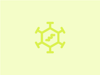 Icon für den Fachbereich Virologie in hellem Gelb auf noch hellgelberem Hintergrund.